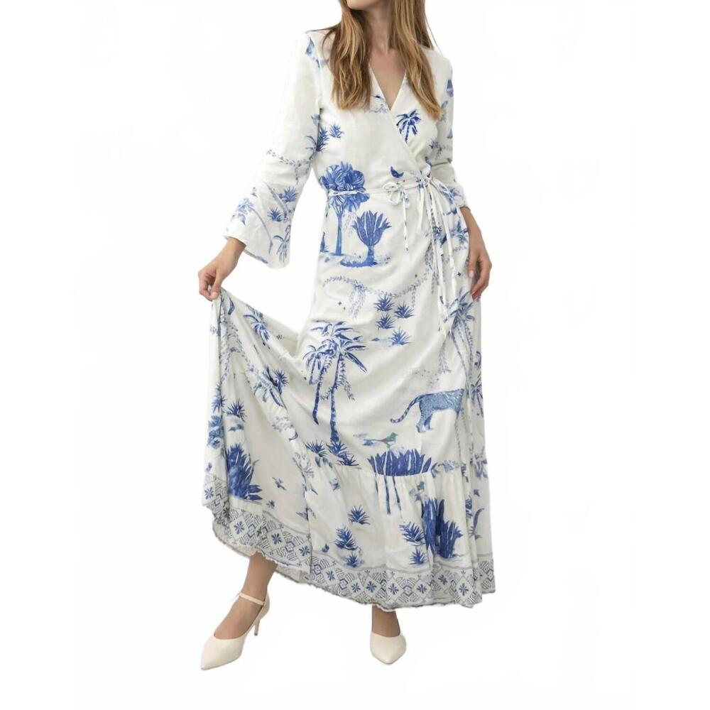 NEW NIBI rhode wrap dress in sahara print